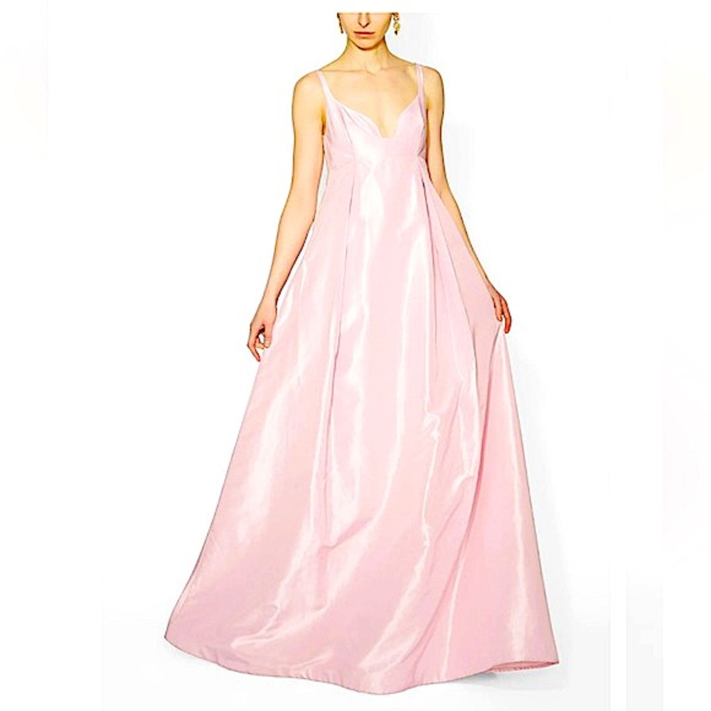 ADAM LIPPES NWOT Empire Waist Pink Gown In 100% Silk Taffeta Size 6